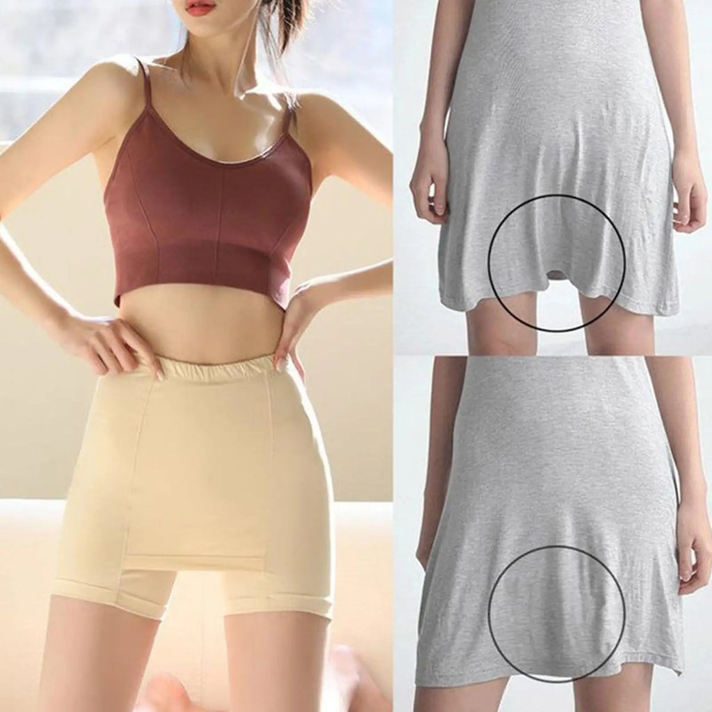 Ice Silk High Waist Women Tummy Control Seamless Shorts Double Layer Under the Skirt Boxer Safety Pants Women Shapewear