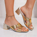 Gold Super High Heels Summen Women Sandals Designer Strange Hollow Heels Ladies Squared Toes Mules Slippers Plus