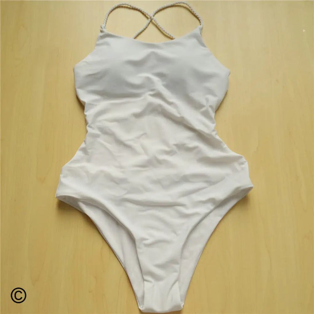 7 Colors 2025 Braided Strap Cross Back Sexy One Piece Swimsuit Women Swimwear Female Bather Bathing Suit Swim Lady V127