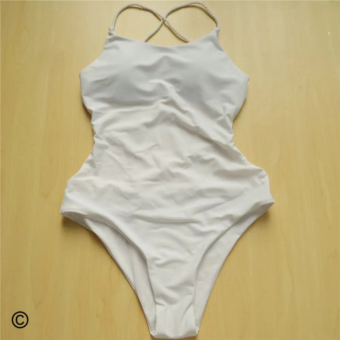 7 Colors 2025 Braided Strap Cross Back Sexy One Piece Swimsuit Women Swimwear Female Bather Bathing Suit Swim Lady V127