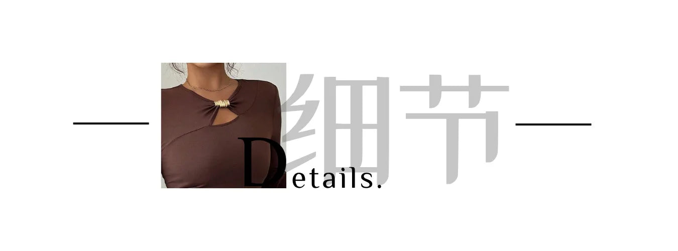 Autumn and winter inner asymmetrical hollow metal decoration slim fit daily outer top