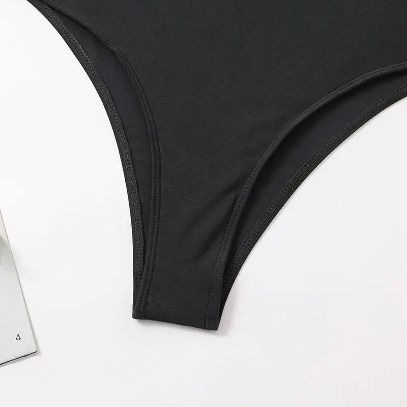 2026 Black Swimsuit One Piece Push Up Swimwear Women Solid Bathing Suit Female Padded Swimming Summer Beachwear Bodysuit