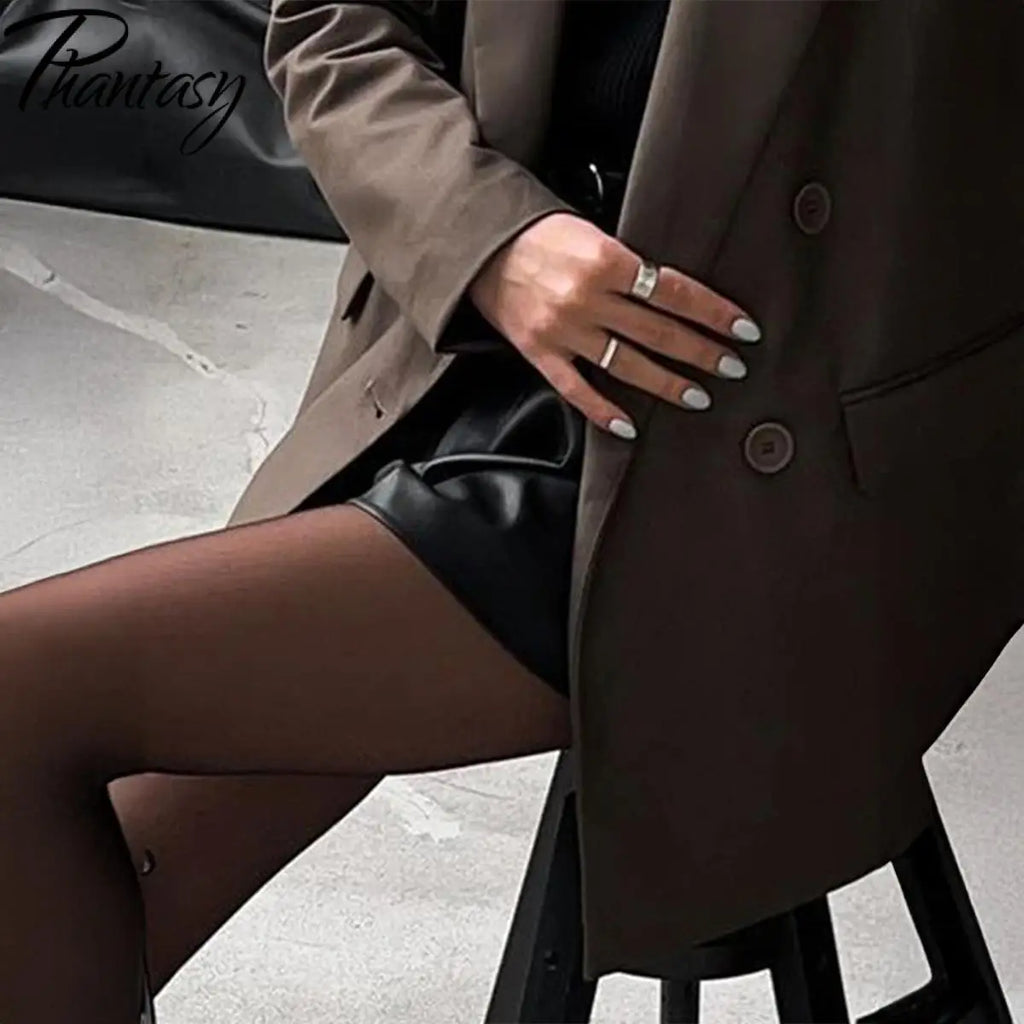 Phantasy Sexy Short Trousers Street Bottom High Waist Wide Leg Ruffles Cuff Pu Leather Shorts Fashionable Autumn Women Clothing