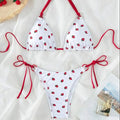 DEKA Women Cute Strawberries Print Bikini Set Sexy Thong Swimsuit Two Pieces Bathing Suit Swimwear
