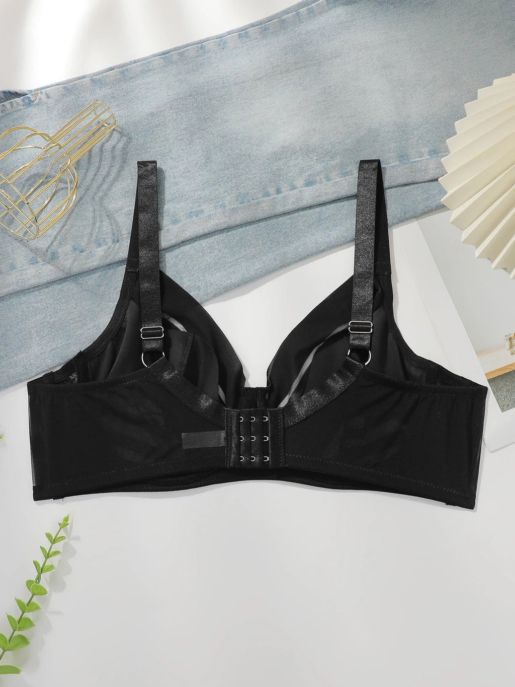Women's sexy plus size lingerie mesh see through sexy French thin style solid color gathering push up sexy bra MR3442