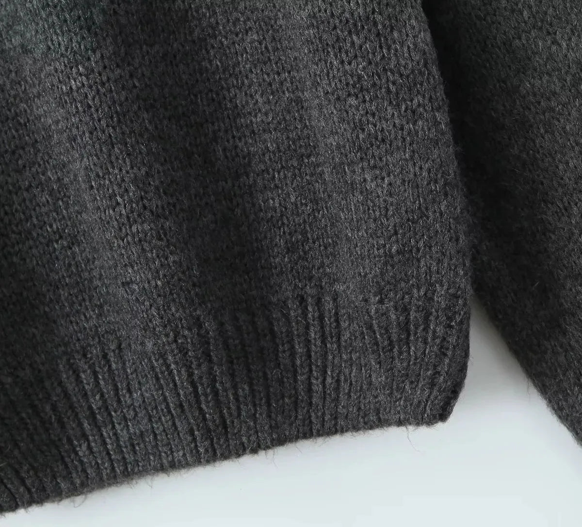 Foridol Slash Neck Dark Grey Mohair Women Sweater Pullover Femme Casual Loose Trendy Style Autumn Winter Knitted Pullover