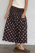 Women Polka Dot Elastic Waist A-Line Long Skirt High Waist Chiffon Skirt Fashion Y2K Streetwear Elegant Maxi Mesh Bottoms