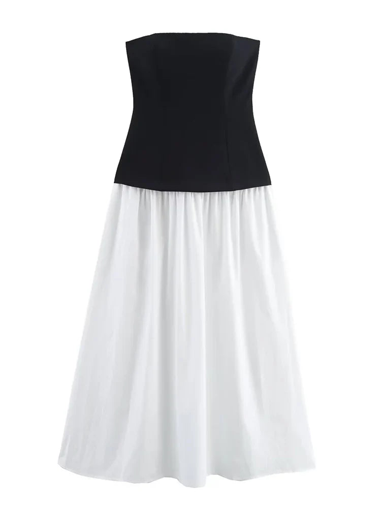 Foridol White Black New in Long Dress Women Summer Off Shoulder Strapless Casual Party Beach Midi Dress 2025 Elegant Sundress