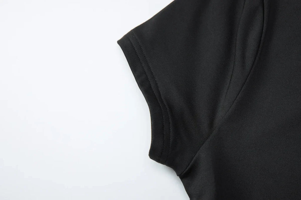 FDYOUI Fashion Casual Backless Lace-up T-shirts Women's Summer O-neck Short Sleeve Cropped Tops Streetwear Y2K Solid Tee Shirt
