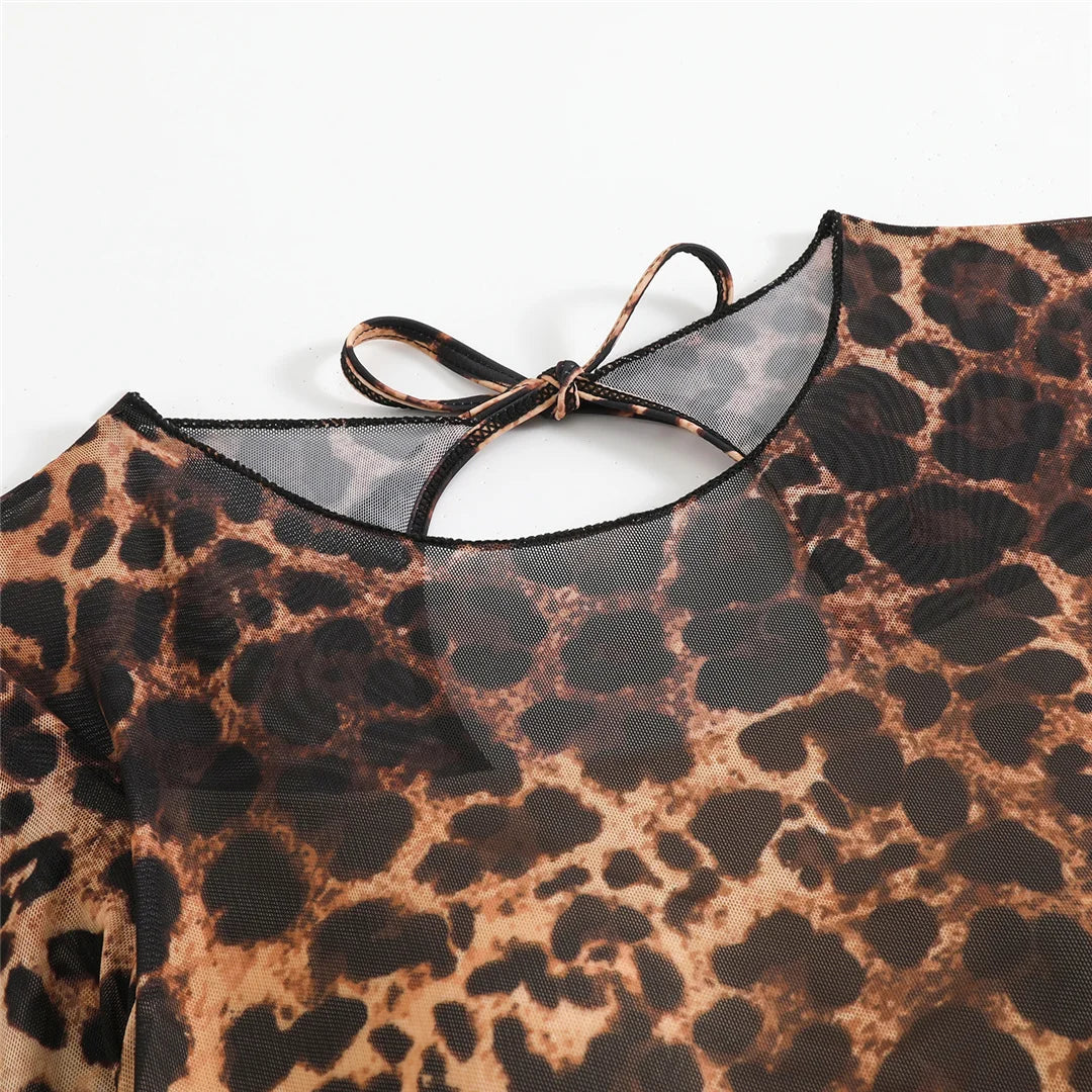 S - XXL With Cover Up Long Sleeve Leopard Printed Women Swimwear One Piece Swimsuit Female Padded Bather Bathing Suit Swim V7353
