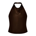 Women Summer Halter Neck Vest Sleeveless Open Back Solid Color Satin Tank Tops