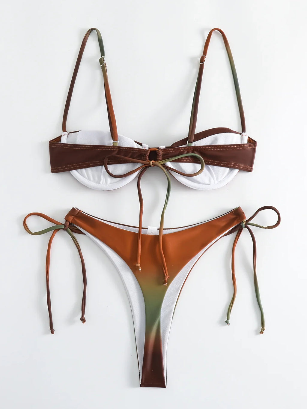 Sexy Tie Dye Print Push Up Bikinis Sets Two Pieces Side Tie Swimsuit Thong Swimwear Biquini Conjunto De Bikini Tankini Beachwear