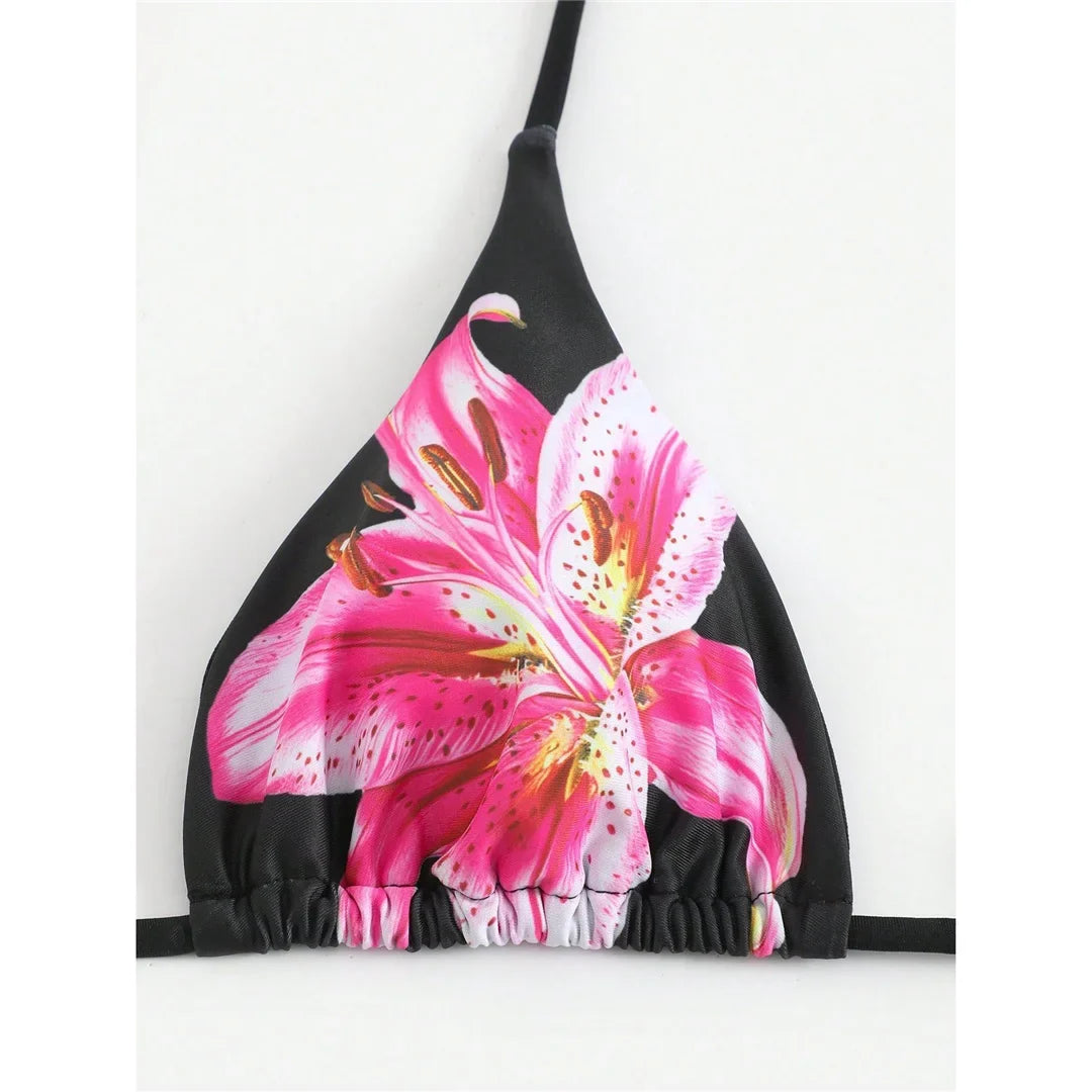 XS - L Floral Flowers With Skirt Bikini Female Swimsuit Women Swimwear Three-pieces Bikini set Bather Bathing Suit Swim V6788B
