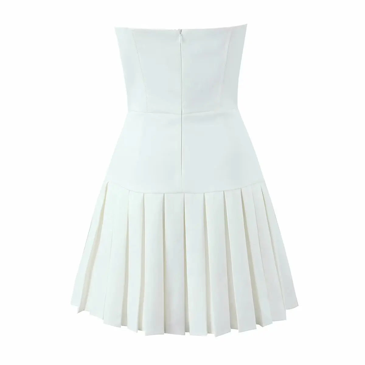 Bowknot Off Shoulder Strapless Party Short Dress for Women 2025 Elegent Lady White Pleated Mini Vestidos Female Backless Dress