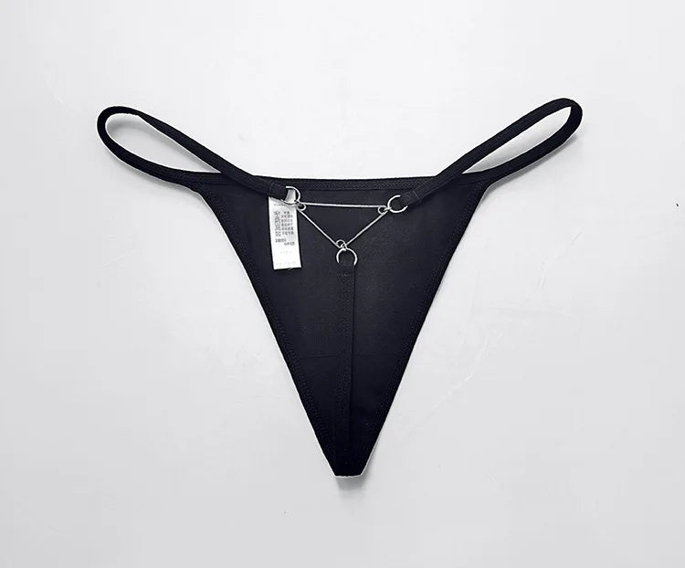Metal Chain Hot Sexy Women Panties Cotton G String Girls Briefs Letter Thong Erotic Female Underwear Low Waist Intimates