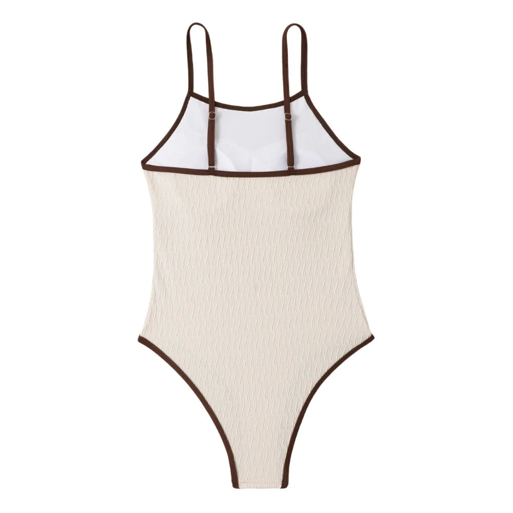 2026 One Piece Swimsuit Solid High Cut Swimwear Women Bathing Suit Female Swimming Summer Beachwear Bodysuit