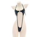 Sexy Jumpsuit patent leather bikini Straps Bandage Bodysuit Beach Girl One-piece Bikini Costume Women Pajamas Lingerie Uniform