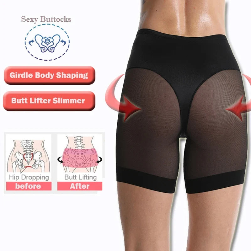 Women's Seamless Shorts Safety Pants High Waist Large Size Mesh Thin Boxer Panties Anti Friction Under Skirt Shorts Underwear