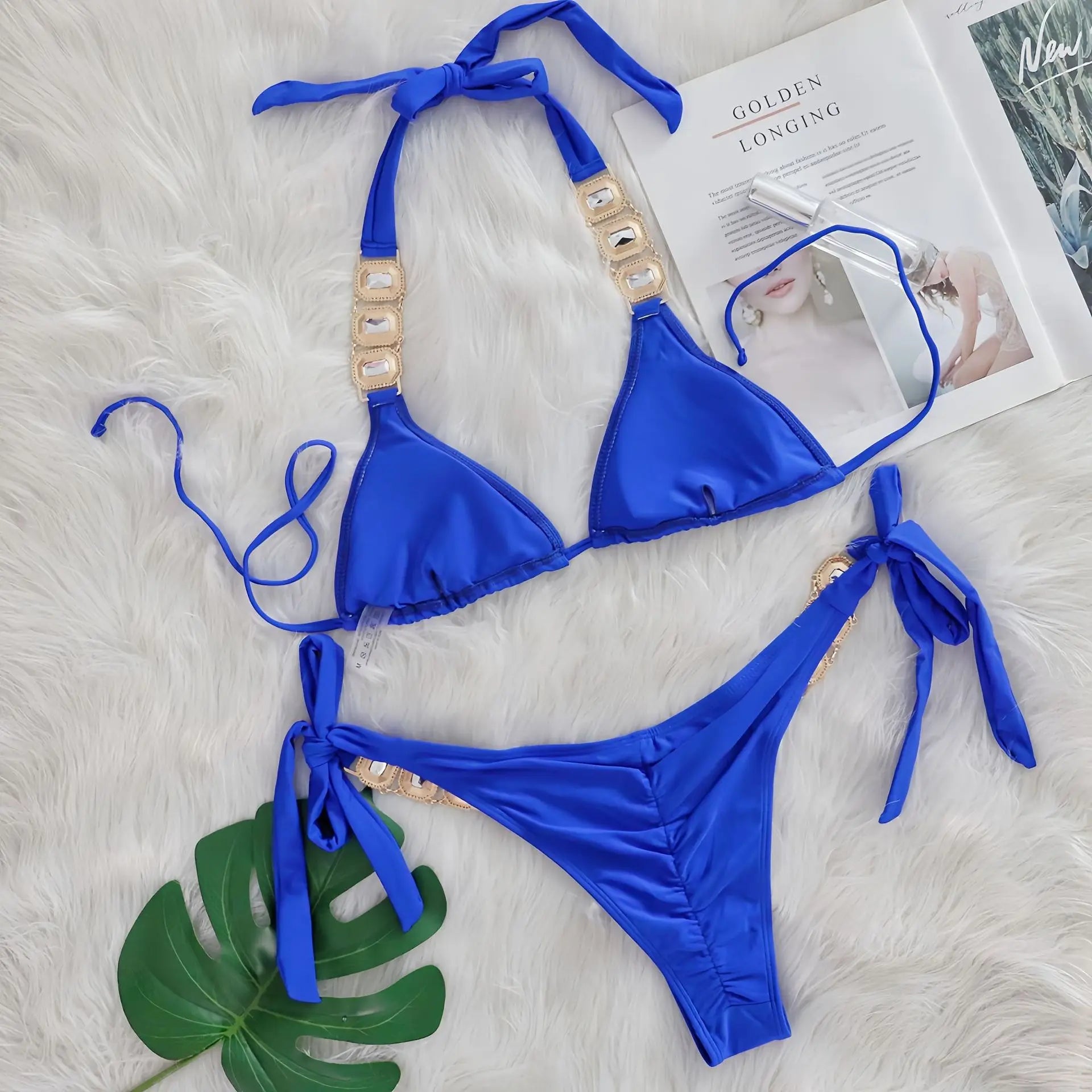 Sexy Rhinestone Bikini Set Women 2026 Luxury Pink Crystal Diamond Push Up Bandage Thong Swimsuit Beach Bathing Suit Swimwear