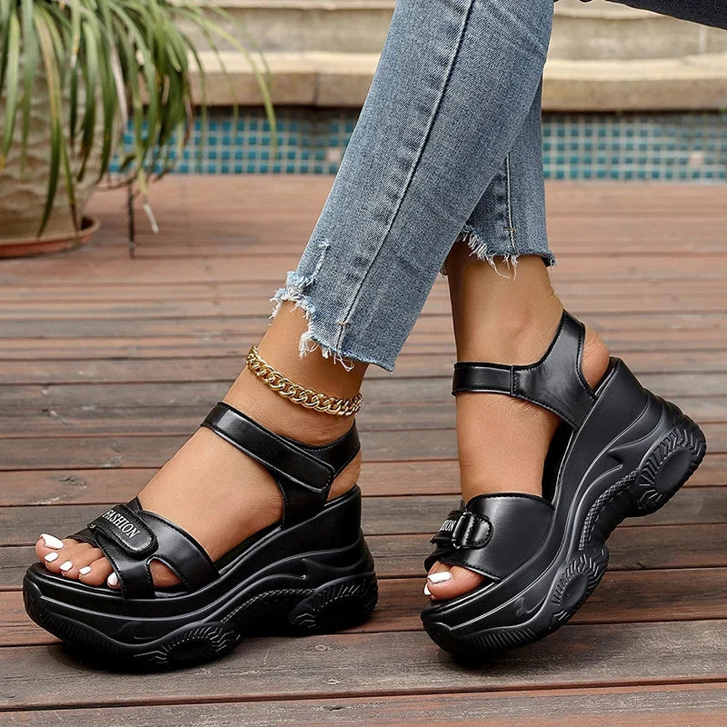 2026 Chunky Platform Sport Sandals Women Hook Loop Wedge Heel Summer Sandals Woman Comfy Non Slip Thick Sole Sandalias Mujer