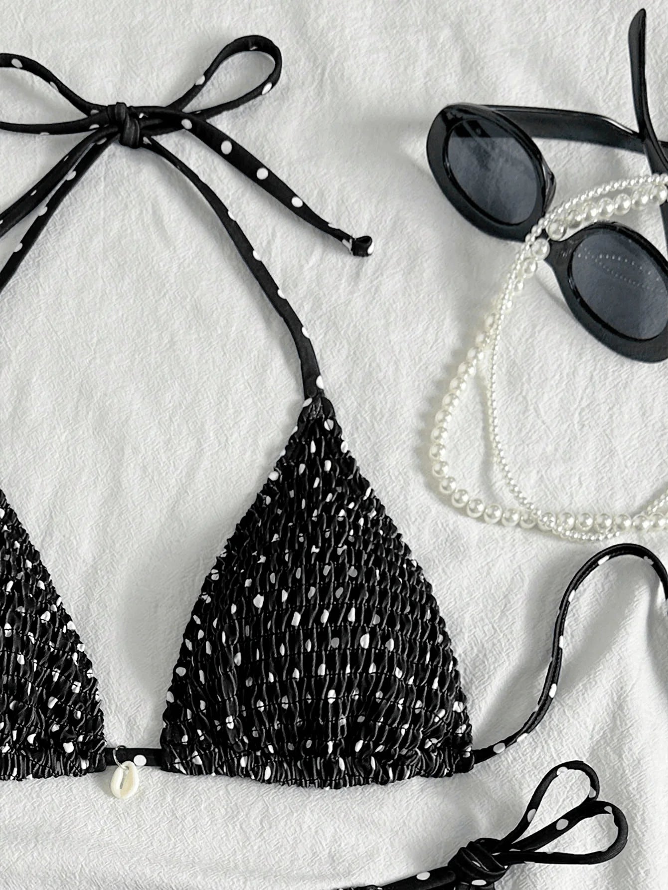 Sexy Purple Polka Dot Print Bikini Set Women Shell Pleate Push Up Bra Bandage Thong Swimsuit 2026 Summer Bathing Suit Swimwear