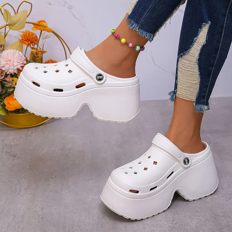 Soft Chunky Heels Sandals Women Fashion Closed Toe Platform Sandals Woman Summer Solid Color Non-Slip Beach Casual Sandalias