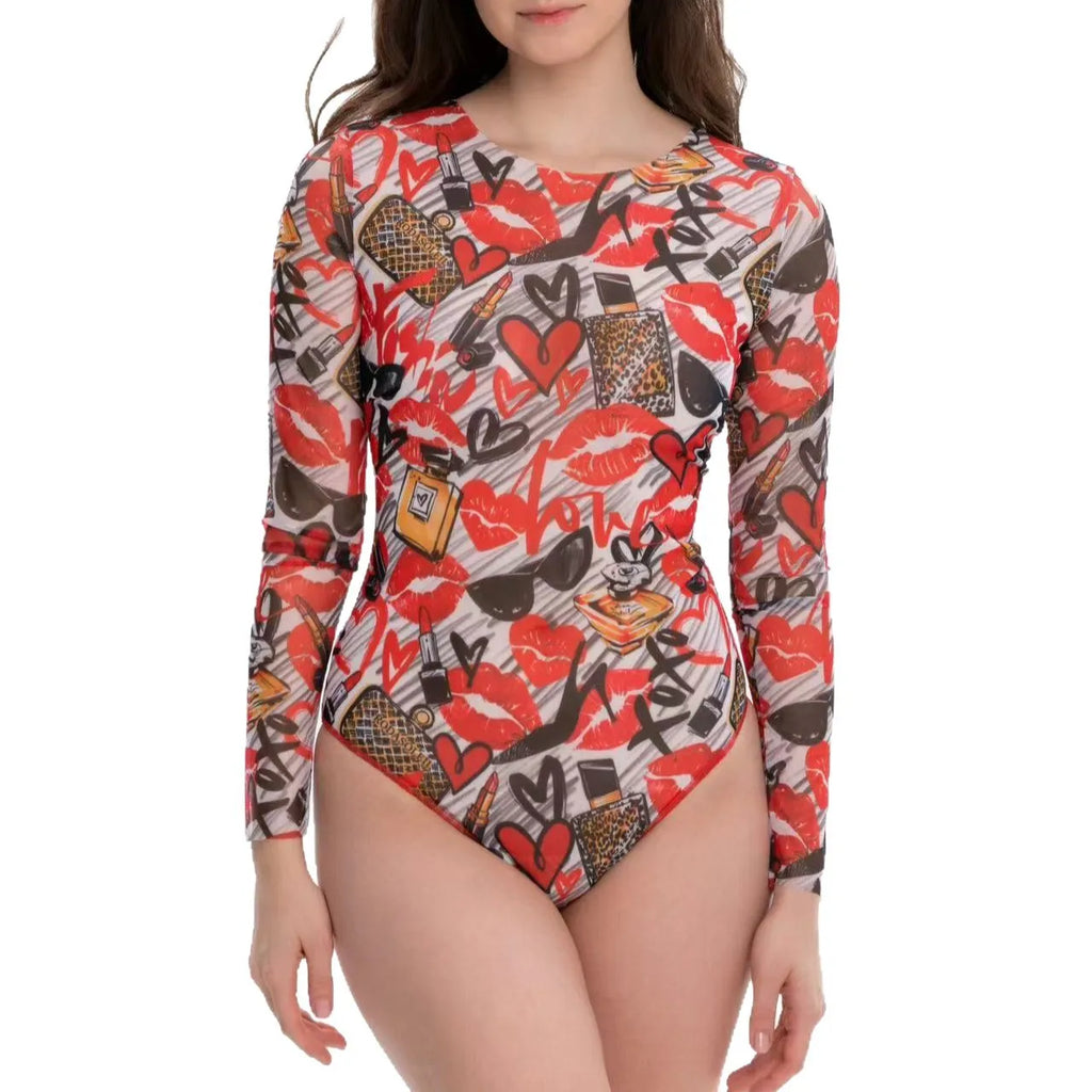 2026 New Women's Patchwork One-Piece Swimsuit Long Sleeve Sports Swimwear Sexy Backless Beach Wear Bather Surfing Suit