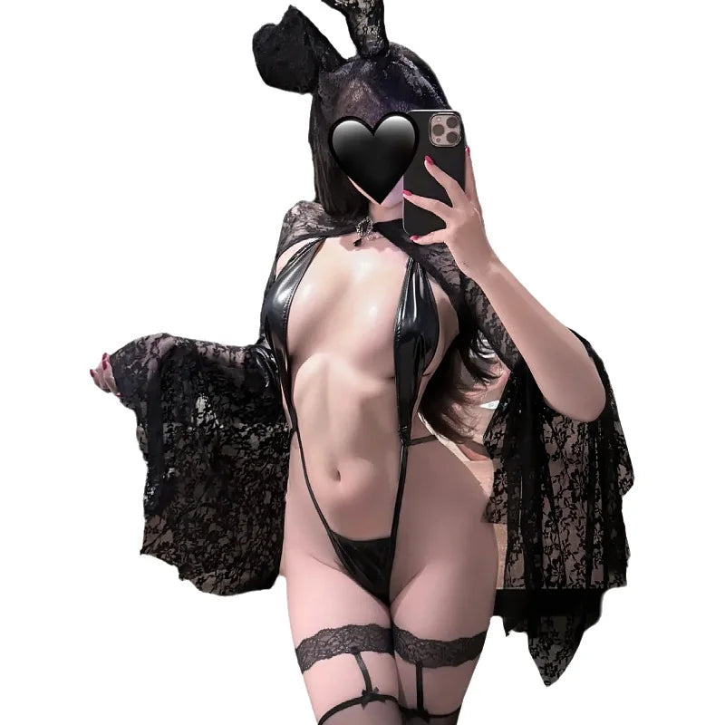 Sexy With Deep V-neck Backless Design Lace Detailing And Three-piece Bodysuits Pure Desire Nightclub Wear Charming Playful N6TU