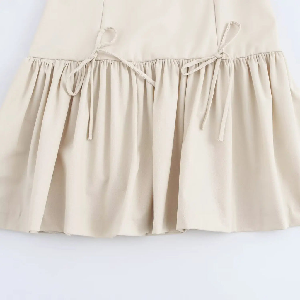 Foridol Bowknot Pleated Tank Short Dress for Women Sleeveless Casual Party Short Dress Female Casual Autumn Winter Dress