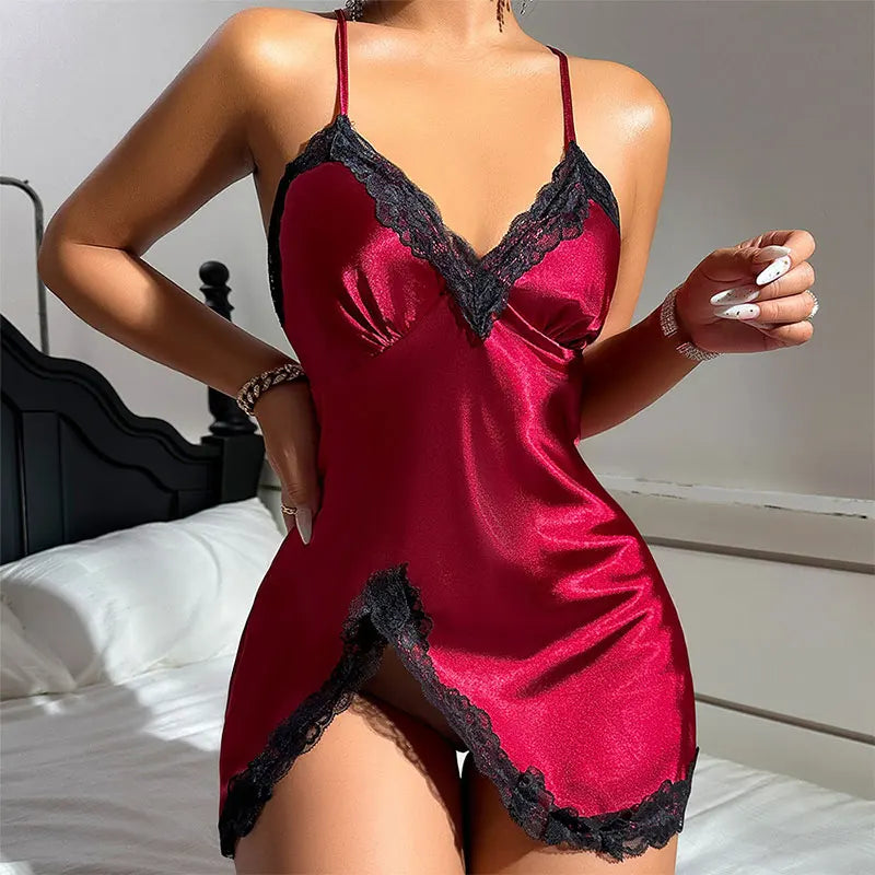 Champagne-coloured Nightdress Wedding Evening Gown Summer Nightdress Strappy Backless Lingerie Sexy Nightwear Woman Night Dress