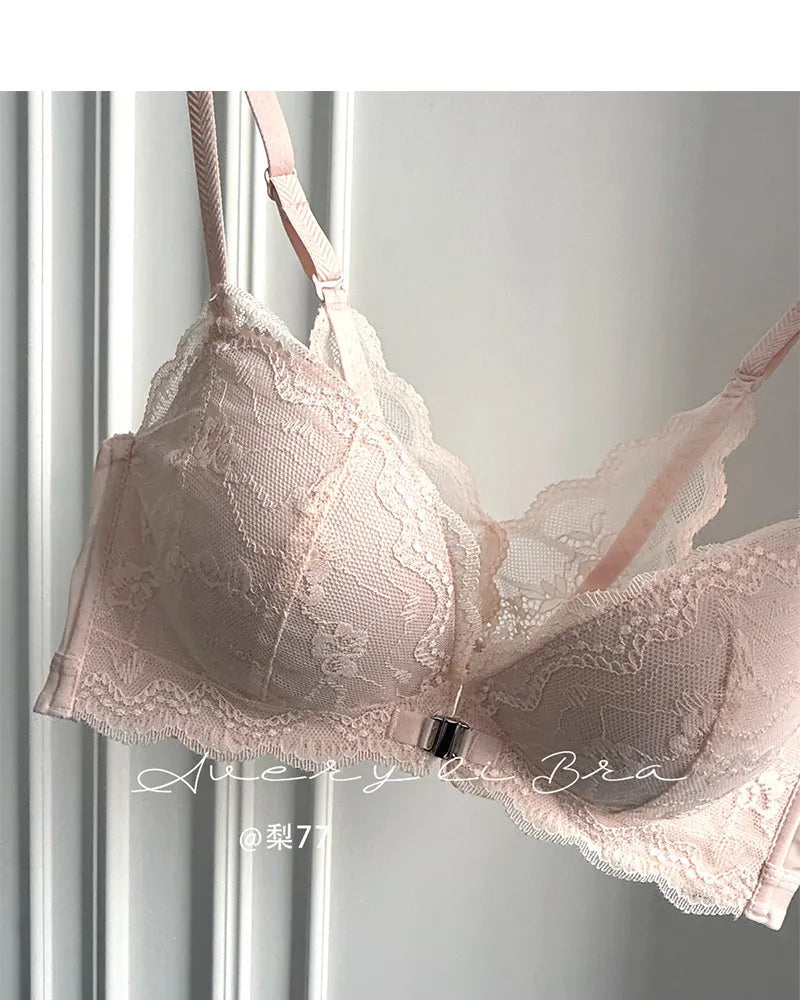 Summer Hot Sale! Front Closure Compression Bra for Small Bust - Sexy Lace Back Push Up Bralette, Lightweight Invisible Comfort