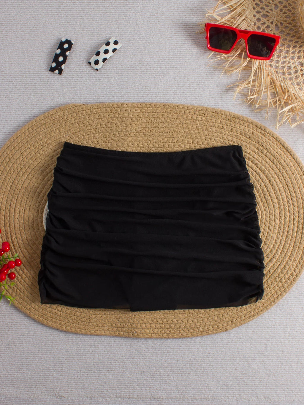 2026 Black Mesh Skirt Pants Swimsuit Sexy Swimwear Women Solid Bathers Bathing Swimming Trunks Swim Suit Female XXL