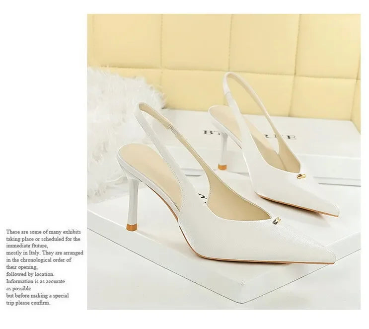 BIGTREE Shoes Sweet Metal Decoration Women Pumps Pointed High Heels silks satins heeled Sandals Women Summer Shoes Stiletto 8 cm