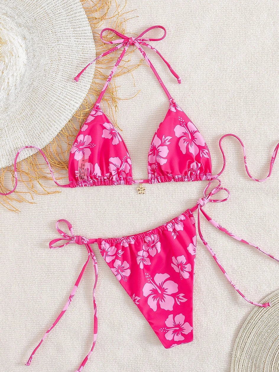 Sexy Micro Bikini Women Swimsuit Trend Two-piece Thong Bikini Set Lace Up Beach Wear Female Swimwear for Woman Bathing Suit