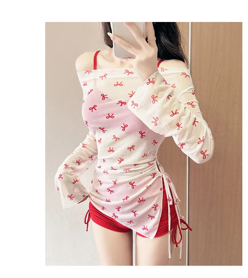 New Swimsuit Women's Split Three Piece Set Covers The Belly and Looks Slimmer, Gathers Small Breasts, Ins Style Hot Spring Bath