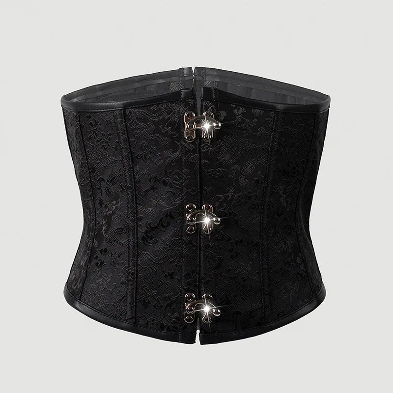 Sexy Leather Tight Corset Jacquard Waist Cincher Bust Support Shapewear New Lace-up Court Casaul Elegant Style Corset B8RO
