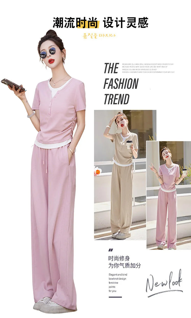 Knitted two-piece casual suit is loose and comfortable
