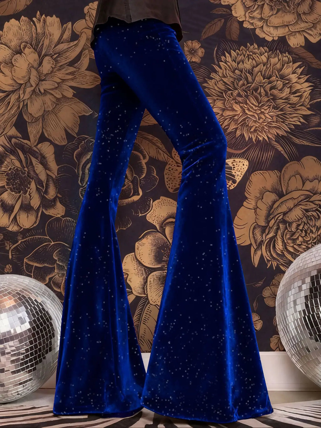 new European and American high-waisted slim shiny silver drape gold velvet bell-bottom casual pants