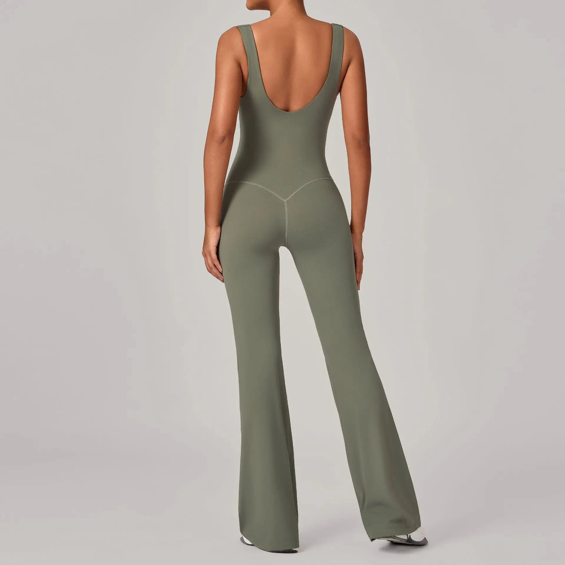 Women's Seamless Yoga Jumpsuits Sports Fitness Sleeveless Hip-lifting Flared One-piece Workout Gym Training Slim Fit Bodysuits