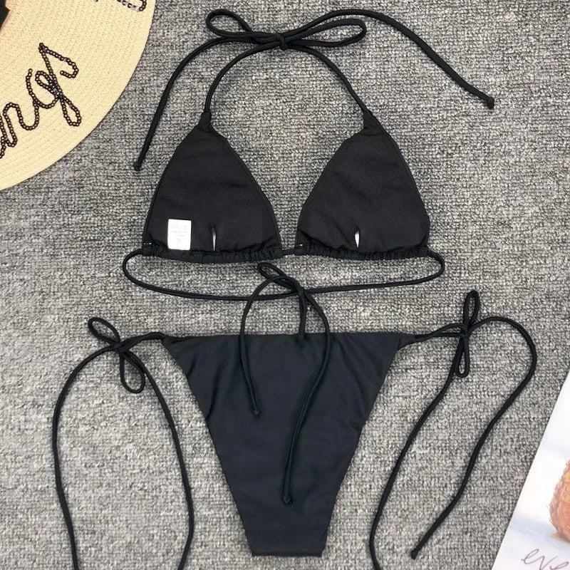 Sexy Neon Extreme Mini Micro String Bikini 2025 Women Swimsuit Female Swimwear Two-Piece Bikini Set Bathing Suit Swim Beach Wear