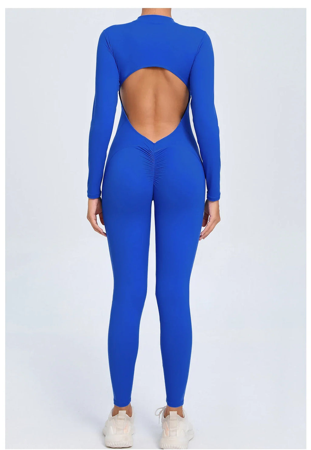 Women Sportwear Yoga Jumpsuit Zip Long Sleeve Back Open Outfit Fitness Tracksuit Tight One-piece Gym Overalls Sports Bodysuit