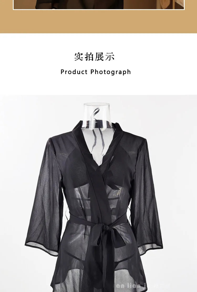 Sexy bikini robe set three-point cardigan robe two-piece set