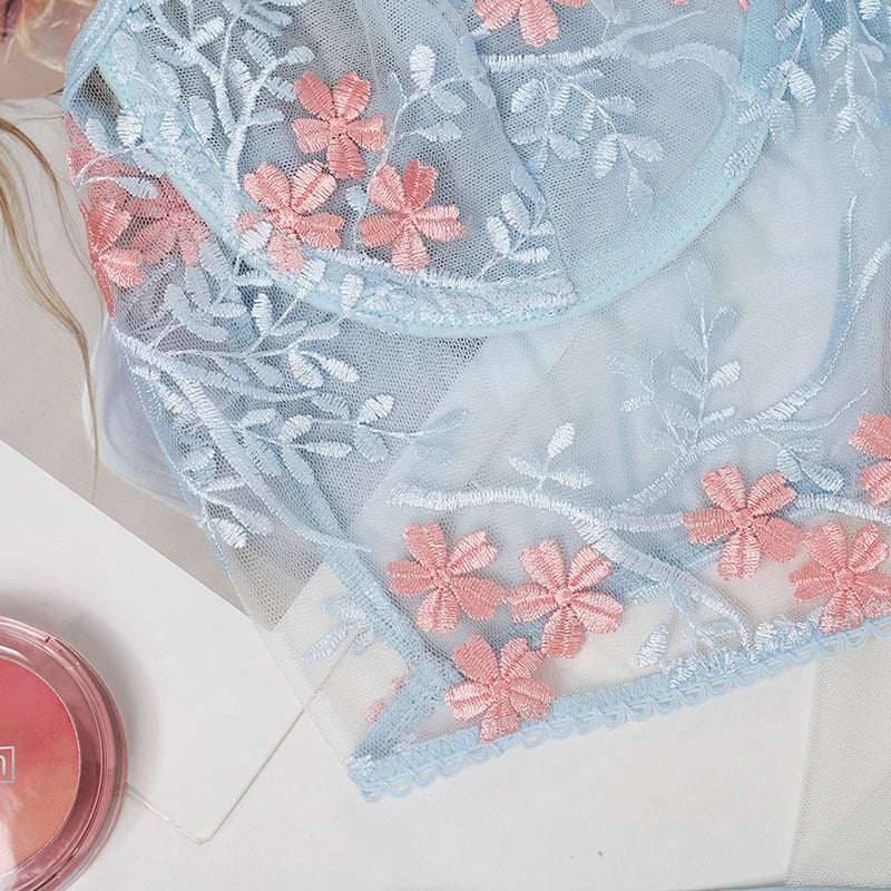 Porn Women 2 Pieces Sexy Lingerie Set See Through Lace Floral Bra Brief Underwear Erotic Lingerie Sets