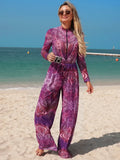 2026 New Long Sleeve Sheer Sun Protection One-Piece Set Swimsuit Women Sexy Rash Guard Swimwear Bodysuit Beachwear With Cover up