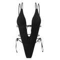 Deep V Neck Halter Wrinkled Female Swimwear One Piece Swimsuit Women Backless Monokini High Cut Bather Bathing Suit Swim Lady