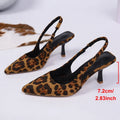 Sexy Leopard Print Thin High Heels Sandals Women Plus Size 43 Fashion Pointed Toe Sandals Woman Stiletto Heel Slingbacks Ladies