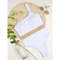 New Sexy One Piece Swimsuit Swimwear Women Solid Single Shoulder Hollow Mesh White Bathing Suit Beachwear Banadores Mujer 2026