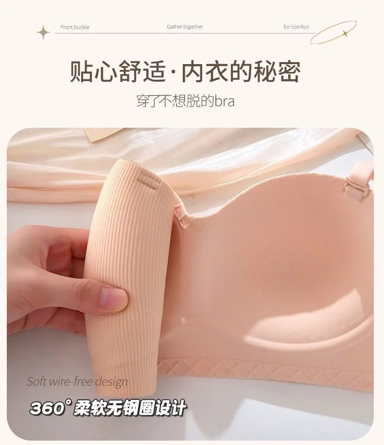 Hot Sale Japanese Style Seamless Underwear, Small Chest Gathered Push-Up Bra for Teens, Pure Sensual Wireless Bralette MOYISU