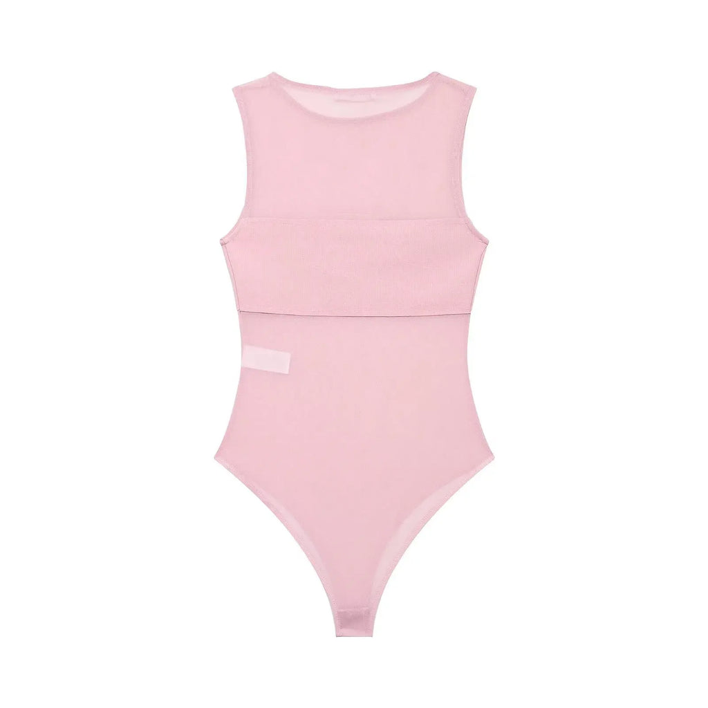 Women's Patchwork Silk Mesh Jumpsuit WHEF