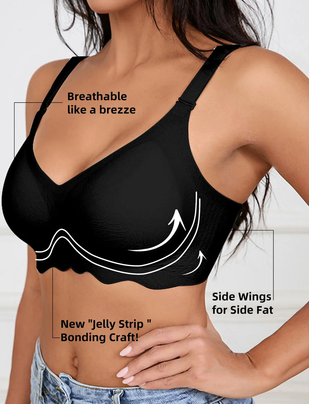 Women's Bra | V-Neck Enhances Neck Line, 3D Soft Air Support Comfort, Breathable Quick Rebound Fabric, U-Back Seamless Bralette